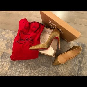 Christian Louboutin gold glitter heels